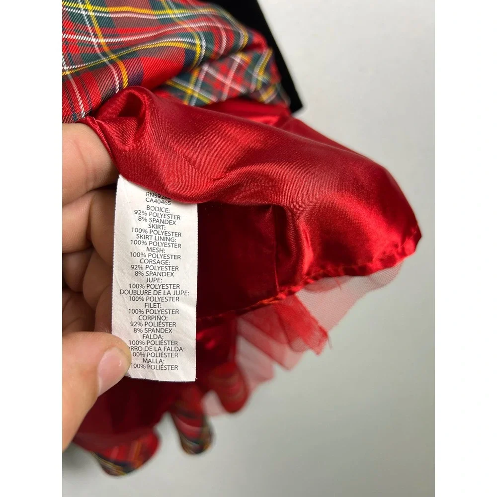 Holiday Plaid The Childrens Place Kids‎ 7/8 Black Red Velvet Tartan Bow Dress